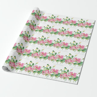Rosa Lotus Watercolor Gräns Presentpapper