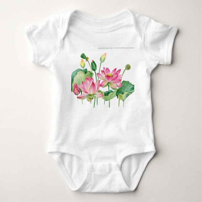 Rosa Lotus Watercolor Gräns T Shirt (Framsida)