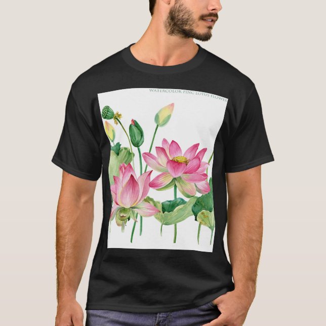 Rosa Lotus Watercolor Gräns T Shirt (Framsida)