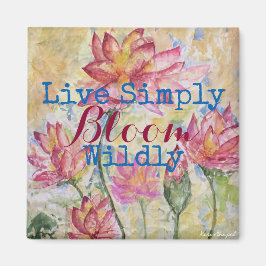 Rosa Lotus Watercolor Live Enkelt Magnet