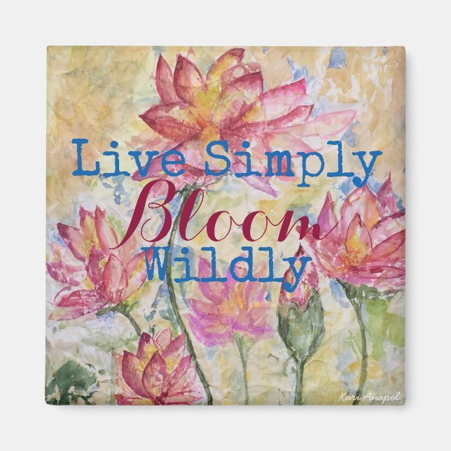 Rosa Lotus Watercolor Live Enkelt Magnet (Framsidan)