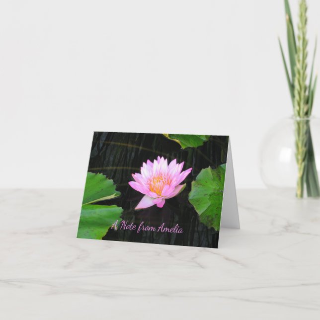 Rosa Lotus Waterlily Anteckningskort (Framsida)