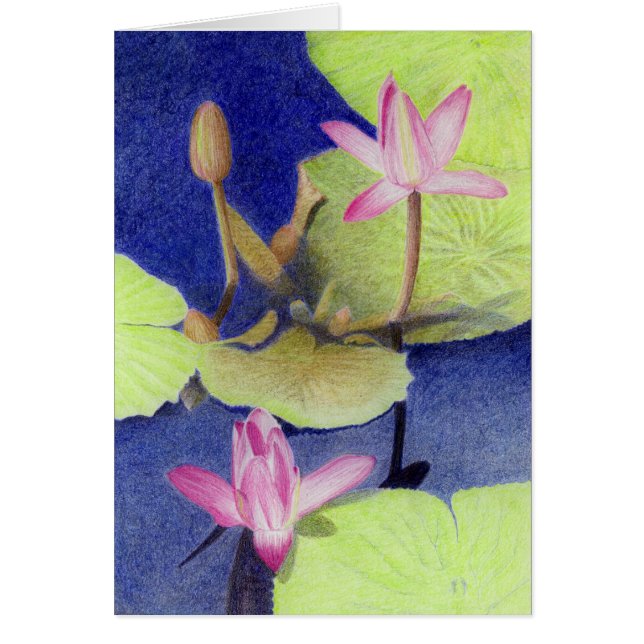 Rosa Lotus Waterlily Card Hälsningskort (Framsidan)