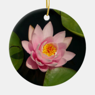Rosa Lotus Waterlily Flowers Julgransprydnad Keramik