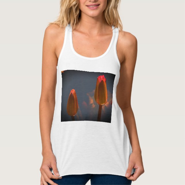 Rosa Lotus Waterlily Tanktop Linne Med Racerback (Framsida)