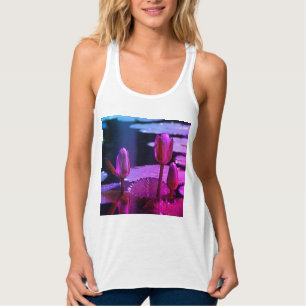 Rosa Lotus Waterlily Tanktop Linne Med Racerback