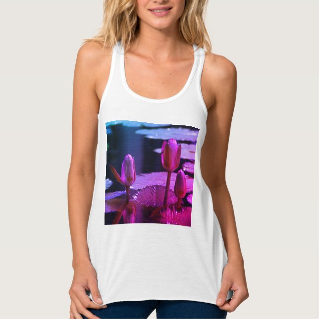 Rosa Lotus Waterlily Tanktop Linne Med Racerback (Framsida)