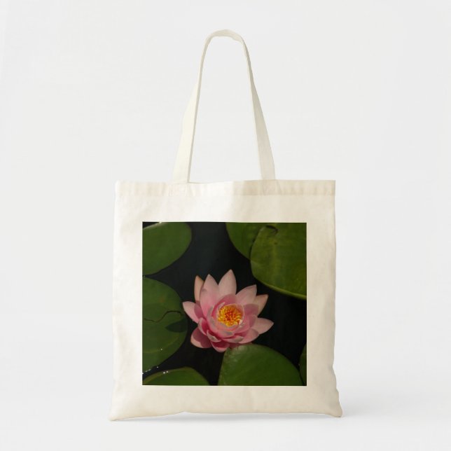 Rosa Lotus Waterlily Tote Bag Tygkasse (Framsidan)