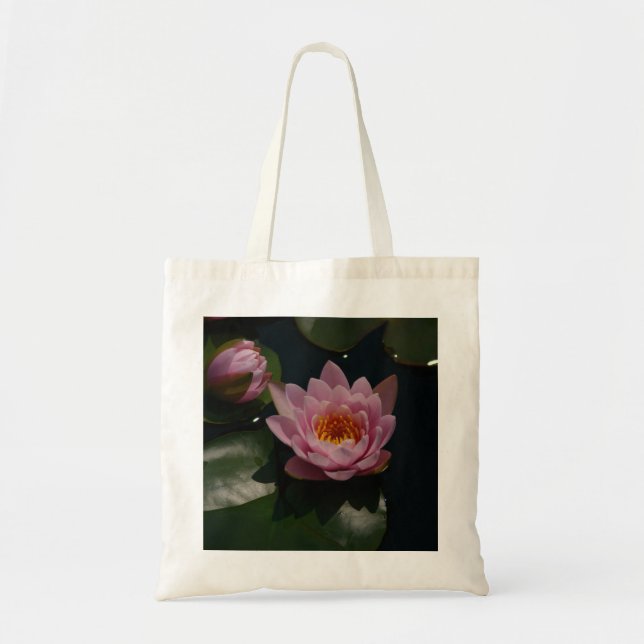 Rosa Lotus Waterlily Tote Bag Tygkasse (Framsidan)