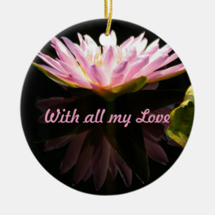 Rosa Lotus Waterlily 'with all my Kärlek' Julgransprydnad Keramik