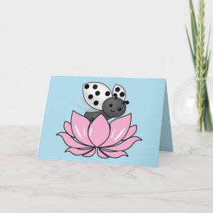 Rosa Lotus White Ladybug Kort