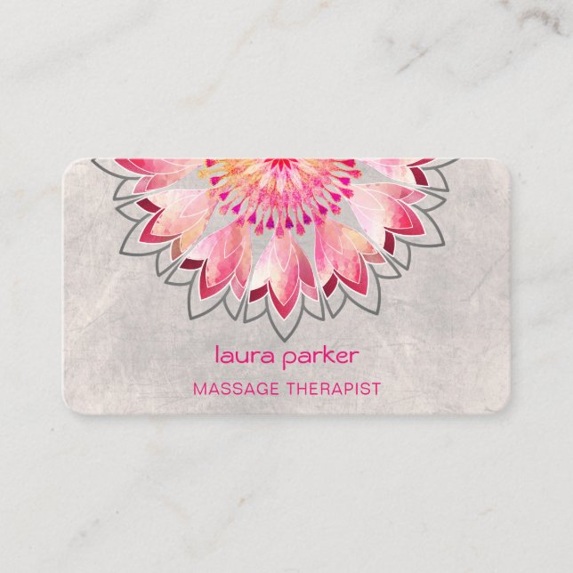 Rosa Lotus Yoga Therapist Spa Holistic Health Visitkort (Framsida)
