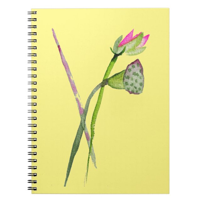 Rosa Lotus Zen-blomman Buddhist art Anteckningsbok Med Spiral (Framsidan)
