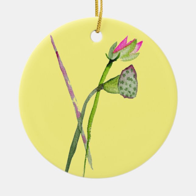 Rosa Lotus Zen-blomman Buddhist Art Julgransprydnad Keramik (Framsidan)