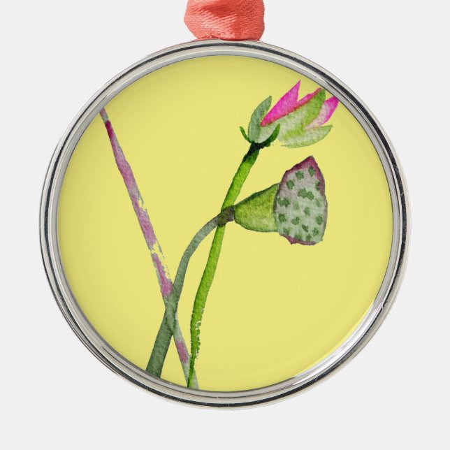 Rosa Lotus Zen-blomman Buddhist Art Julgransprydnad Metall (Framsidan)