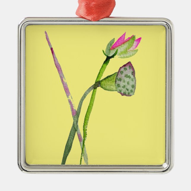 Rosa Lotus Zen-blomman Buddhist Art Julgransprydnad Metall (Framsidan)