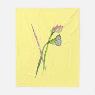 Rosa Lotus Zen-blomsterfärgskonst Fleecefilt