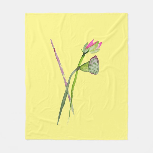 Rosa Lotus Zen-blomsterfärgskonst Fleecefilt (Framsidan)