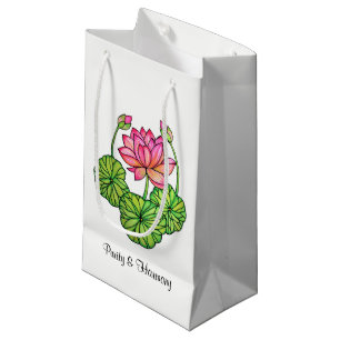 Rosa lotusblomma för vattenfärg med knoppar & l
