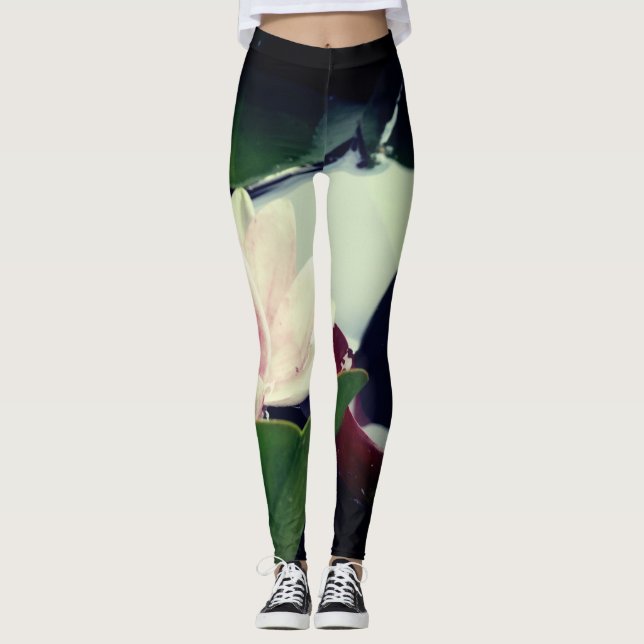 Rosa Lotusblomma Fotografering Leggings (Framsida)