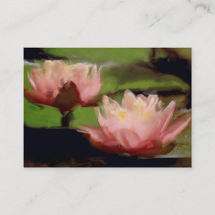 Rosa lotusblomma i oljor ACEO Visitkort