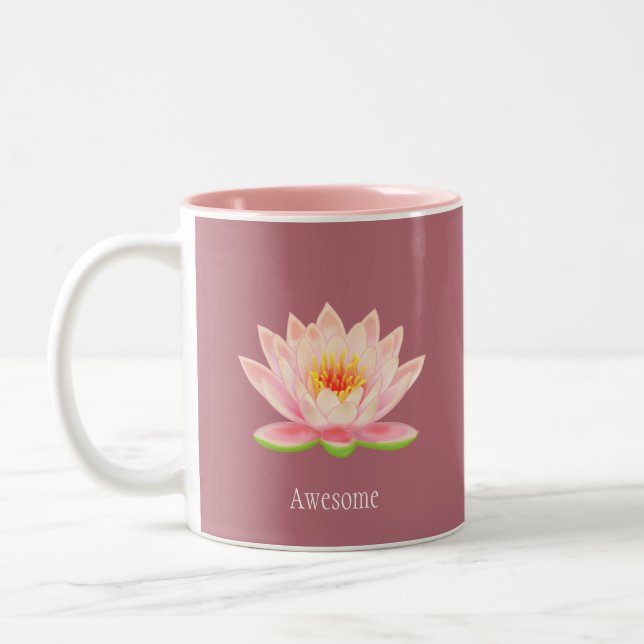 Rosa lotusblomma på roséguld Två-Tonad mugg (Vänster)