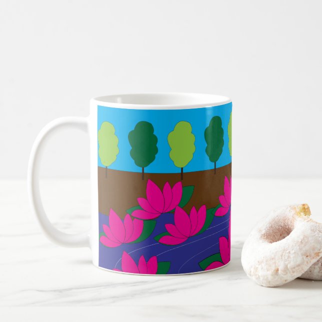 Rosa Lotusblomma Trädgård Kaffemugg (Med munk)