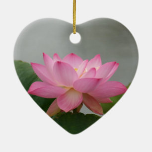 Rosa lotusblommablomma julgransprydnad keramik