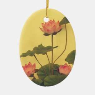 Rosa lotusblommablommor julgransprydnad keramik