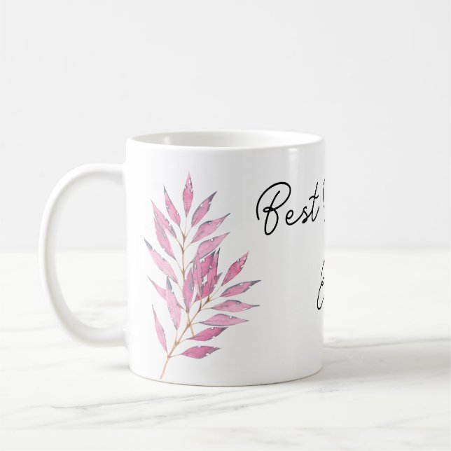 Rosa löv motif Best Teacher nånsin Kaffemugg (Vänster)