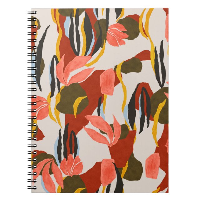 rosa löv och effekt klär mönster design.  anteckningsbok (Framsidan)