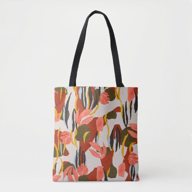 rosa löv och effekt klär mönster design.  tygkasse (Framsida)