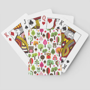 rosa löv träd-retro uggla mönster casinokort