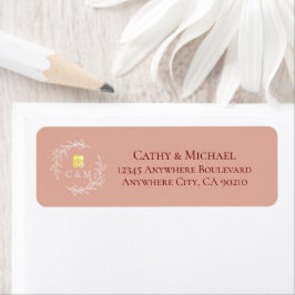 Rosa löv utandning Kinas returadress bröllop Returadress Etikett