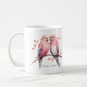 Rosa Love birds Alla hjärtans dag Kaffe Mugg