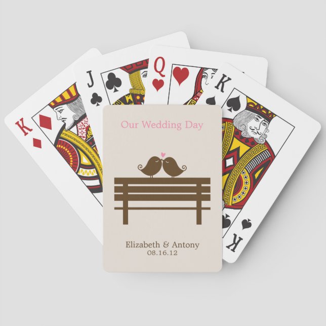 Rosa Love birds på Park Bench Spelkort (Baksidan)