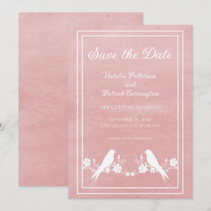 Rosa Lovebird Blommig Save the Date-inbjudan Inbjudningar