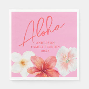 Rosa Luau Tropiskt Blomster Återföreningsfest Pappersservett