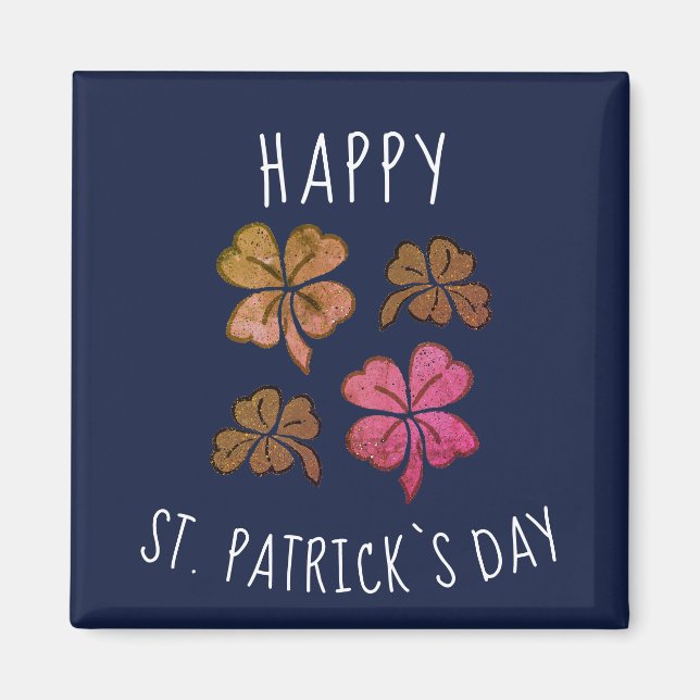 Rosa Lucky Shamrock Klöver Lycklig St. Patrick's d Magnet (Framsidan)