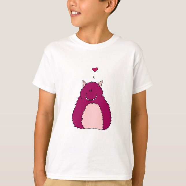 Rosa luddigt monster tee shirt (Framsida)