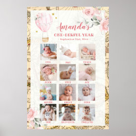 Rosa Luft Ballon, första årets fotokollage Poster