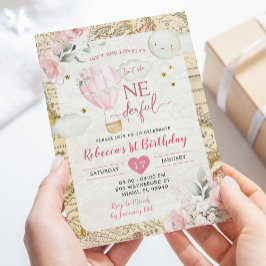 Rosa Luft Blegon är inte Onerunderbar födelsedag Inbjudningar