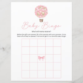 Rosa Luftballong Baby Shower Bingo Game