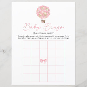Rosa Luftballong Baby Shower Bingo Game