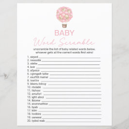 Rosa Luftballong Baby Shower Ord Scramble