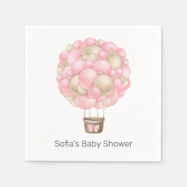 Rosa Luftballong Baby Shower Pappersservett