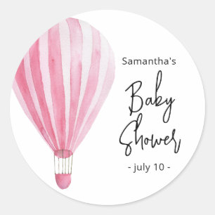 Rosa luftballong Baby shower Runt Klistermärke