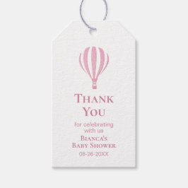 Rosa Luftballong Baby Shower Tack Presentetikett