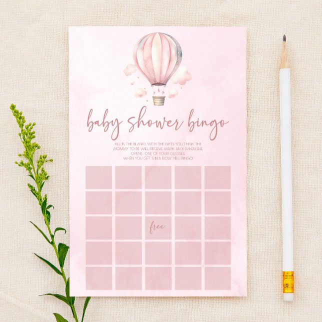 Rosa Luftballong Bingo Baby Shower-spel (Skapare uppladdad)