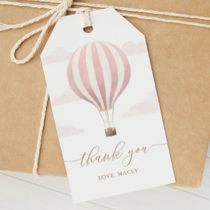 Rosa Luftballong Birthday Presentetikett